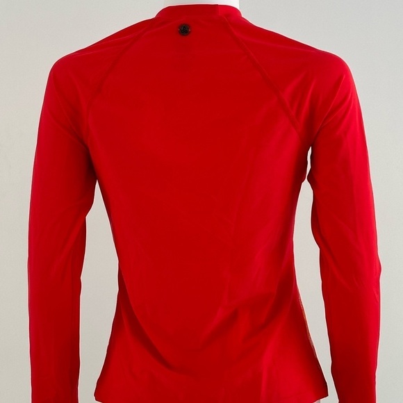 Prana Charline Sun Swim Shirt Red Zebra Print Crew Neck Long Sleeve Size XS - Picture 2 of 5